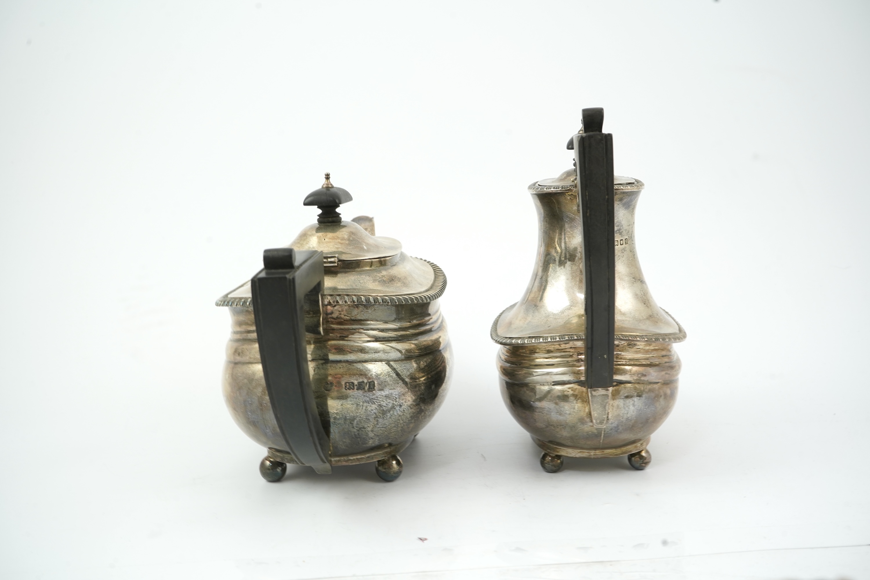 A George V silver four piece tea set, by The Goldsmiths & Silversmiths Co Ltd